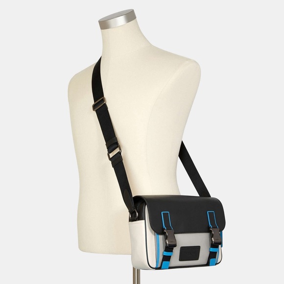 COACH Track Crossbody In Colorblock Chalk Black Gravel Gray Blue Leather C2865 - Picture 15 of 15